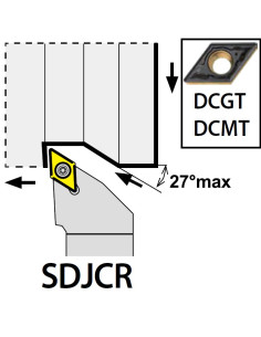 SDJCR2525M11, 25x25x150xRH/DC11T3,  Dešininis, išorinis tekinimo laikiklis, CARBIDEN