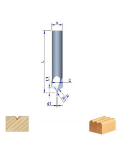 R3, 10mm, L-60mm, Z-2, Freza VHM medienai, vidiniu radiusu.