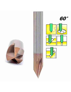 60°, 6mm 6x50, Z-3 Briaunų freza, plienui, CARBIDEN, CCS-60-D6