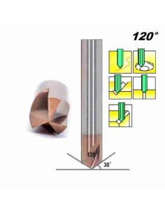 120°, 6mm 6 x 50, Z-3 Briaunų freza, plienui, CARBIDEN, CCS-120-D6