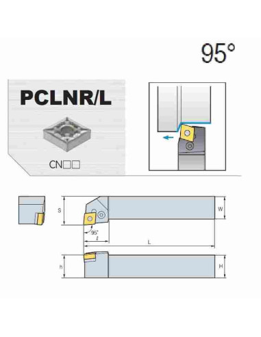 išorinio tekinimo laikiklis, PCLNR2020-K09, Korloy