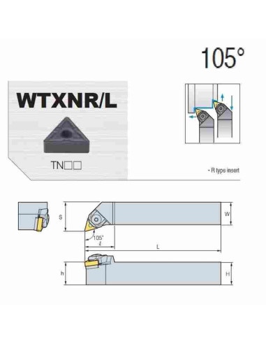 išorinio tekinimo laikiklis, WTXNL2020-K16, Korloy