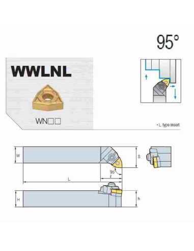 išorinio tekinimo laikiklis, WWLNR3232-P08, Korloy