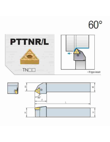 išorinio tekinimo laikiklis, PTTNL2525-M22, Korloy