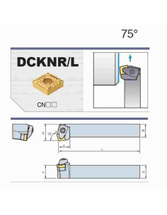 Dešininis išorinio tekinimo laikiklis, DCKNR4040-S16, Korloy, plokštelės, CNMG1606