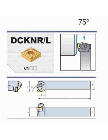 Dešininis išorinio tekinimo laikiklis, DCKNR4040-S16, Korloy, plokštelės, CNMG1606