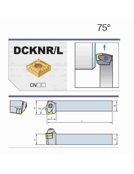 Dešininis išorinio tekinimo laikiklis, DCKNR4040-S16, Korloy, plokštelės, CNMG1606