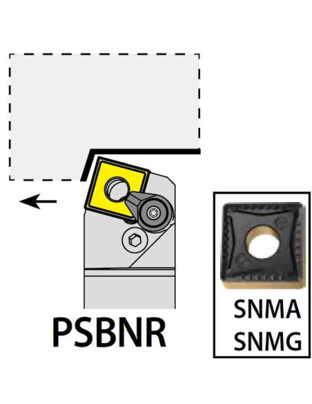 PSBNR2525M12C, 25x25x150xRH/SN1204,  ISO Tekinimo laikiklis, YG-1