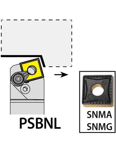 PSBNL2020K12, 20x20x125xLH/SN1204,  ISO Tekinimo laikiklis, YG-1
