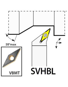 SVHBL2020K16, 20x20x125xLH/VB1604,  ISO Tekinimo laikiklis, YG-1