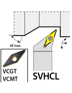 SVHCL2020K16, 20x20x125xLH/VC1604,  ISO Tekinimo laikiklis, YG-1
