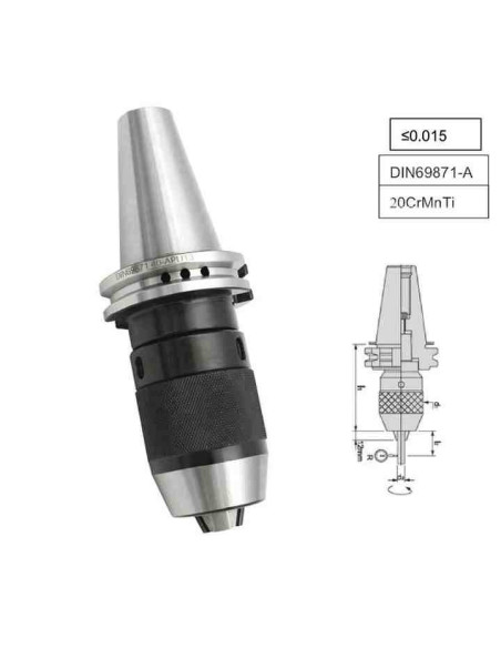 SK40-APU8-75 DIN69871, Gręžimo patronas, nuo 1 iki 8mm