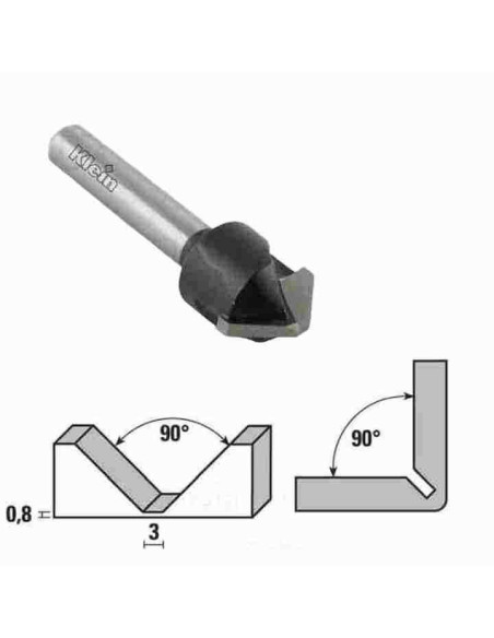 90 laipsnių, 18mm, D1-3mm, Freza Alukabondo lenkimui, Sistemi Klein