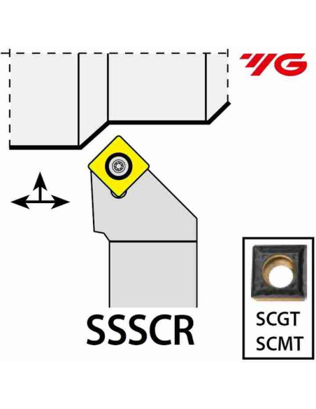 SSSCR1212F09, 12x12x80xRH/SC09T3,  ISO Tekinimo laikiklis, YG-1